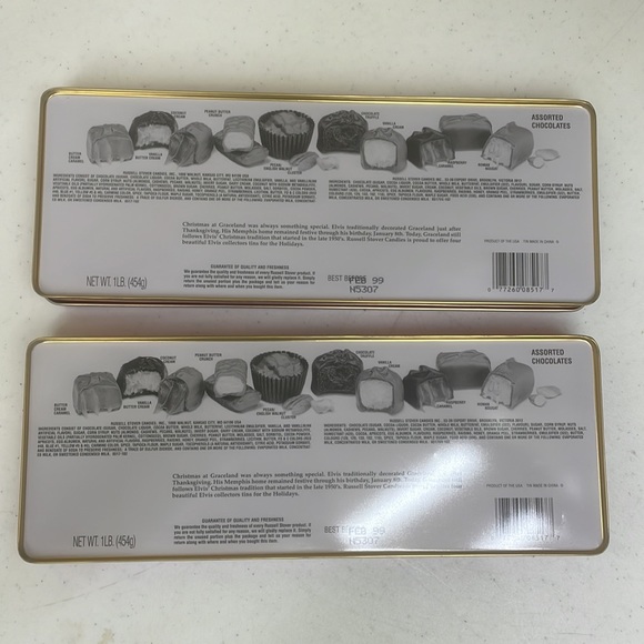 Elvis Presley Russell Stover Holiday Candy Tins Set Of Two Red With Hinged Lid - Picture 4 of 8